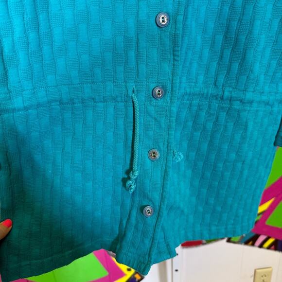 Gina Peters Sport, Teal Button-Up Women's Sweater Jacket. Size Small. Vintage - Picture 2 of 6